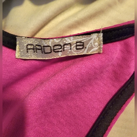 Arden B.  Size Small Crop Top Pink and White Top with Black Mesh - Picture 4 of 6